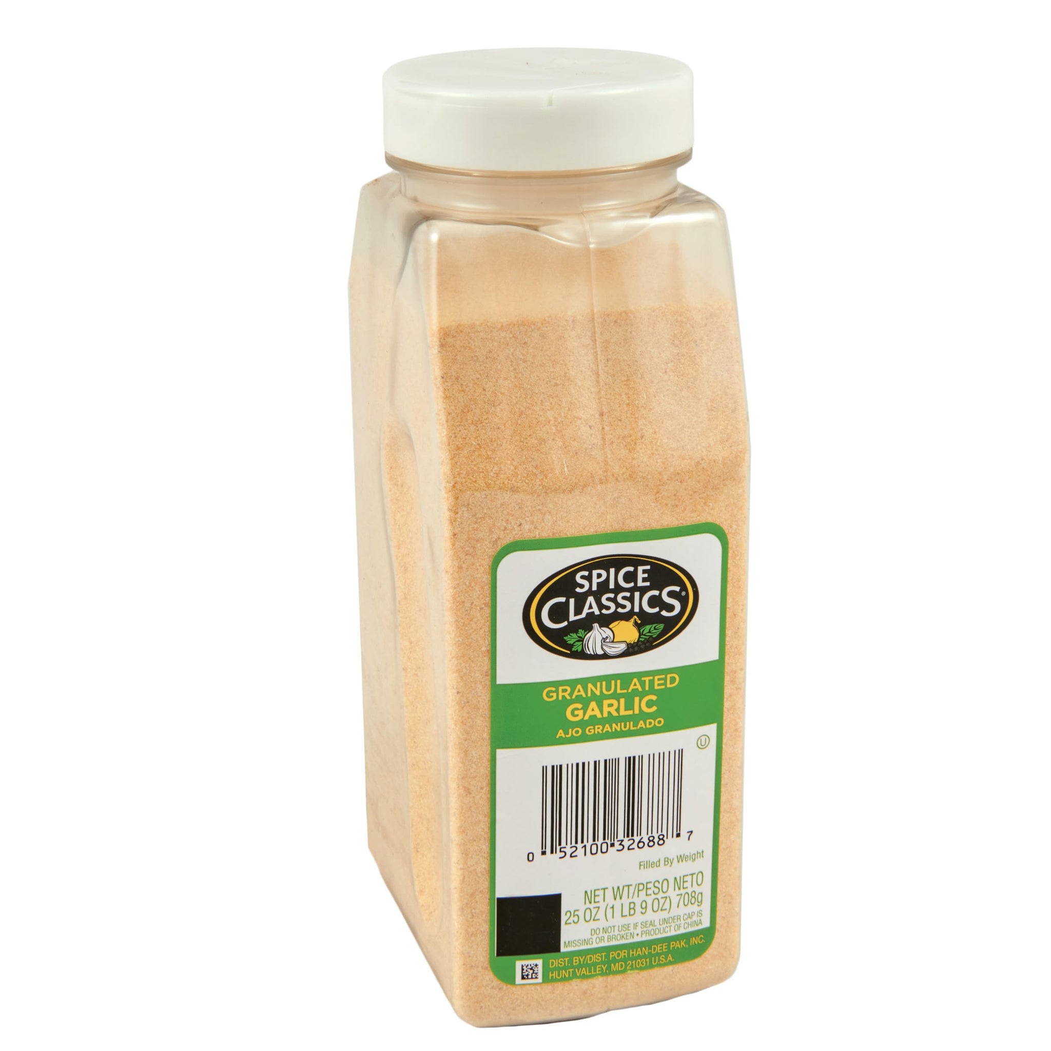 Spice Classics Granulated Garlic, 25 oz - One 25 Ounce Container of Garlic Powder Seasoning, Use on Vegetables, Meats, Rubs and Dressings for a Bold