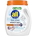 all Laundry Detergent Pacs, Mighty Pacs with OXI Stain Removers and Whiteners, Free Clear, Unscented and Dye Free, 56 Count