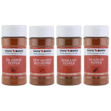 Savu Birra Gourmet Chile Pepper 4 Pack, De Arbol, Serrano, New Mexico Red & Guajillo Chile Pepper Powder