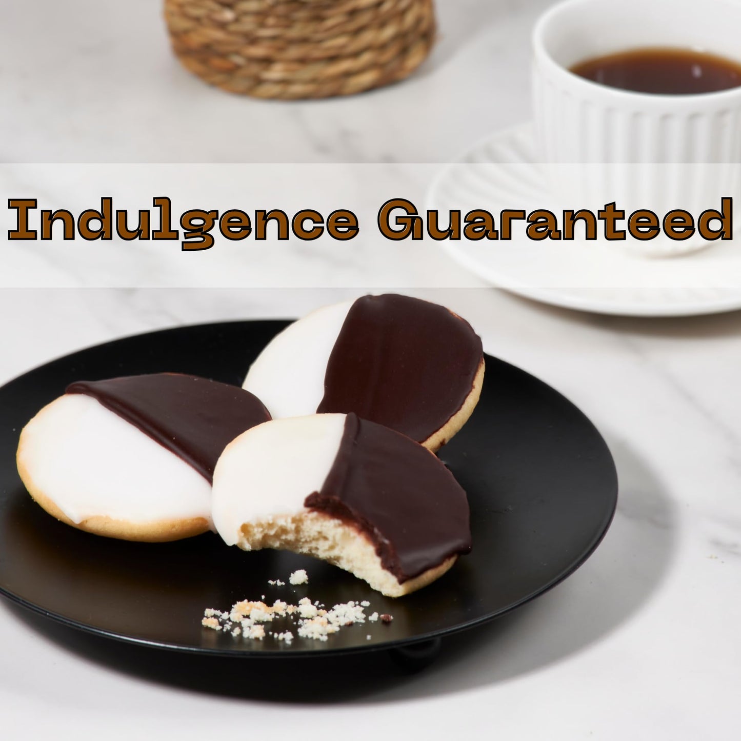 Black and White Cookies | 20 Gourmet Cookies Individually Wrapped | NY Style Black & White Cookies | Easter Food Gift Baskets | Snack Cakes | Kosher