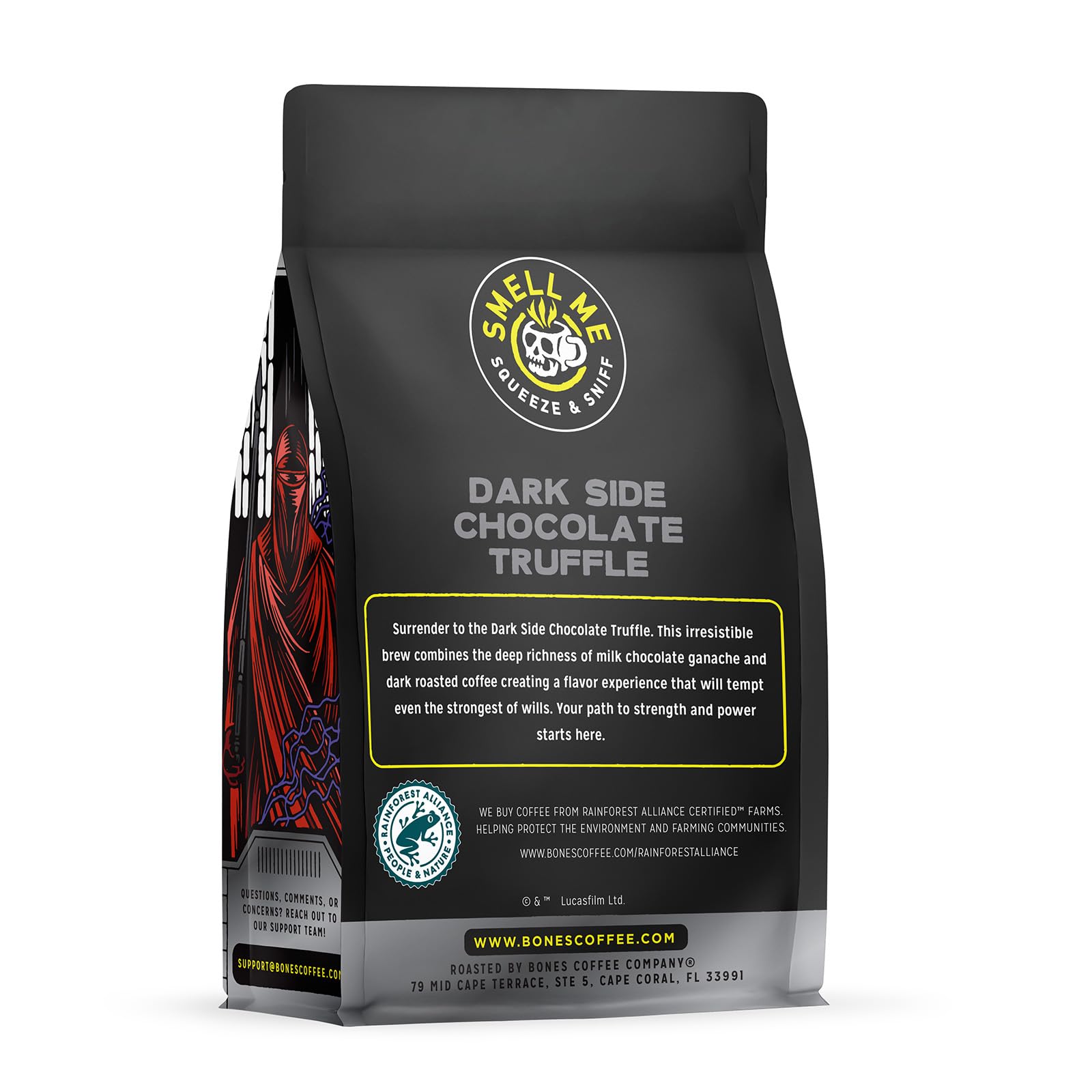Bones Coffee Company Star Wars Dark Side, Chocolate Truffle Flavored Coffee, Medium Roast Low Acid Arabica Beans Compatible with Auto drip and French