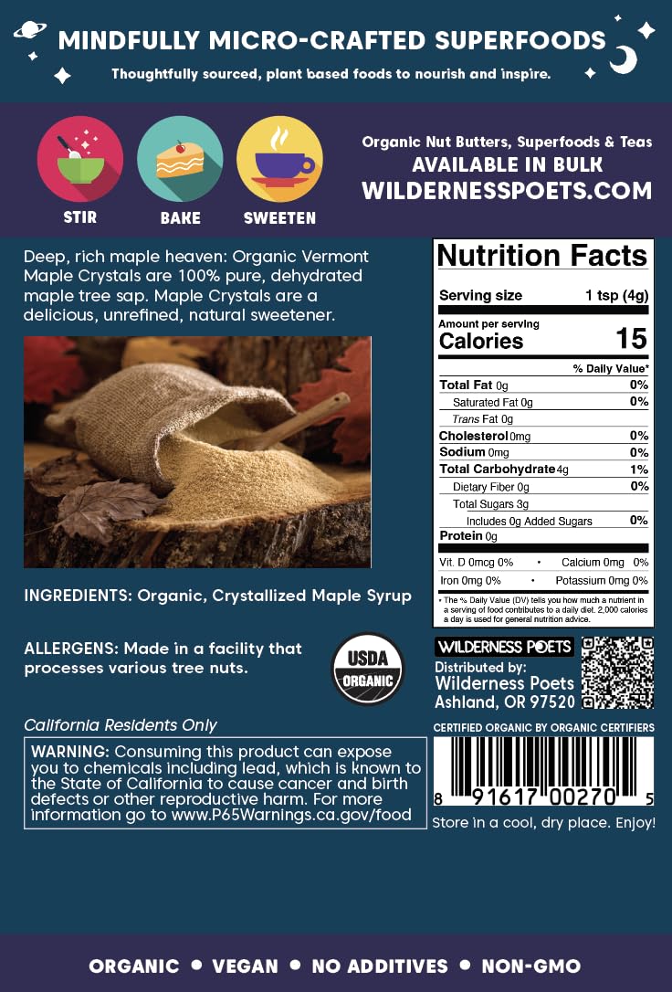 Wilderness Poets Organic Maple Sugar Crystals (32 Ounce - 2 Pound)