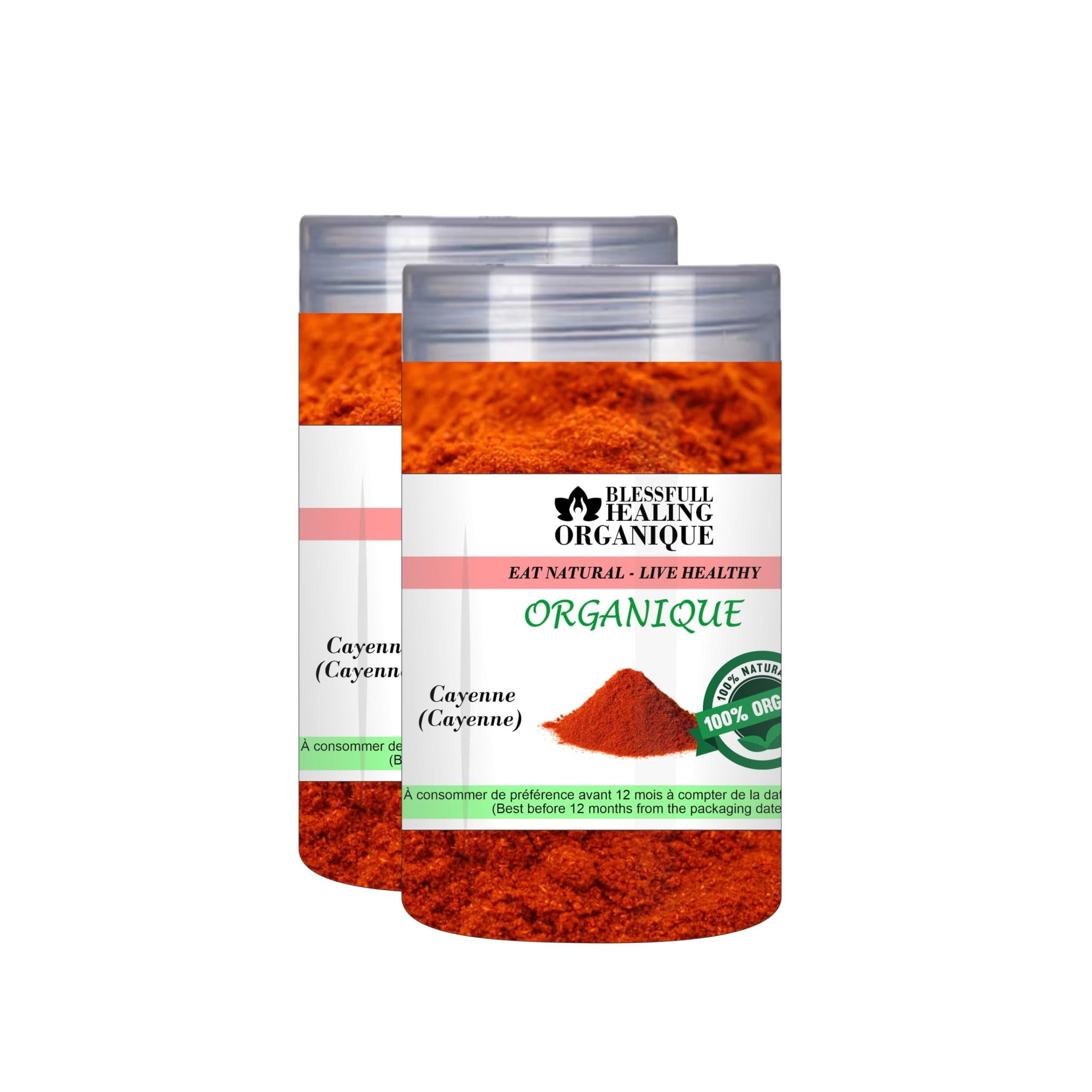 Blessfull Healing Organic Cayenne 100 Gram (3.52 oz) Each (Pack Of 2) = 200 Grams, Vegan
