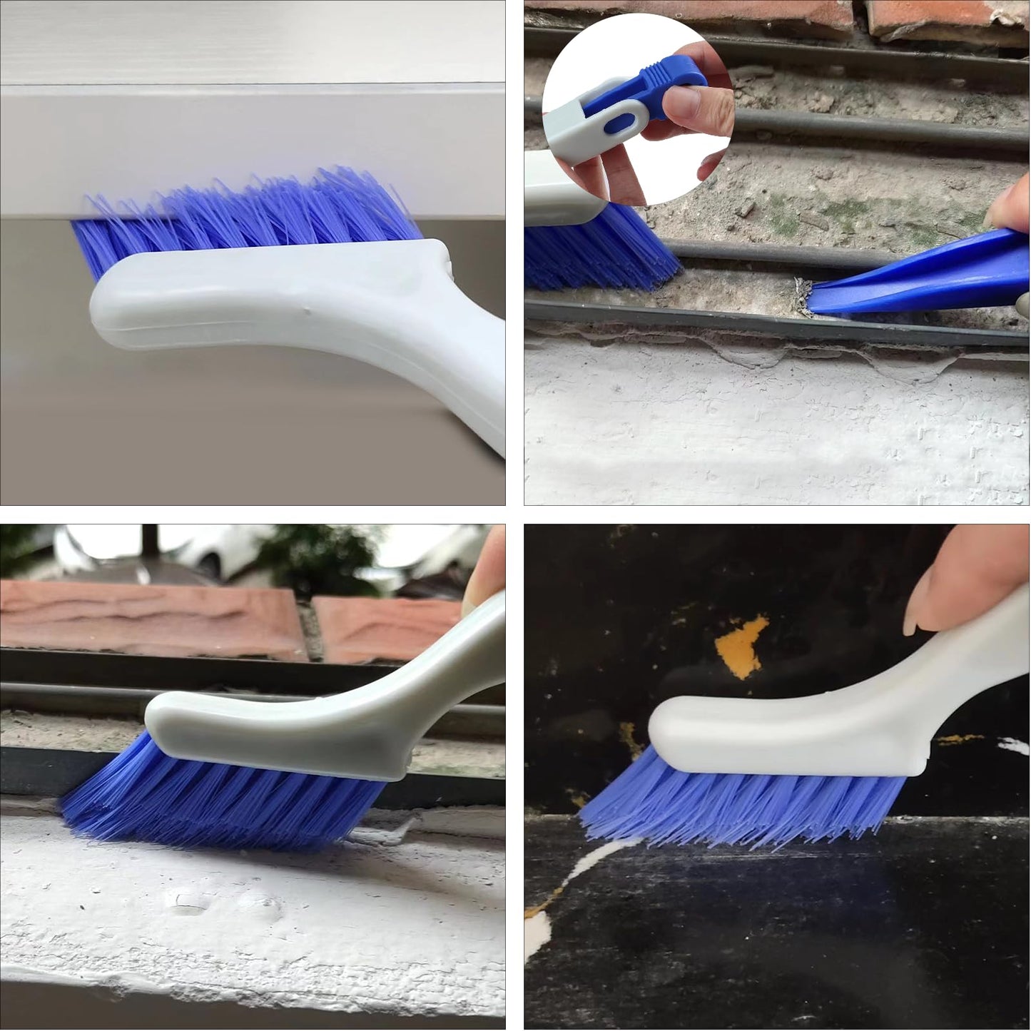 iFlyMars Small Scrub Brush Set for Deep Cleaning, 2 Cleaning Brushes for Window Tracks, Grout, Corners and Crevices with Straight Bristles for Precise