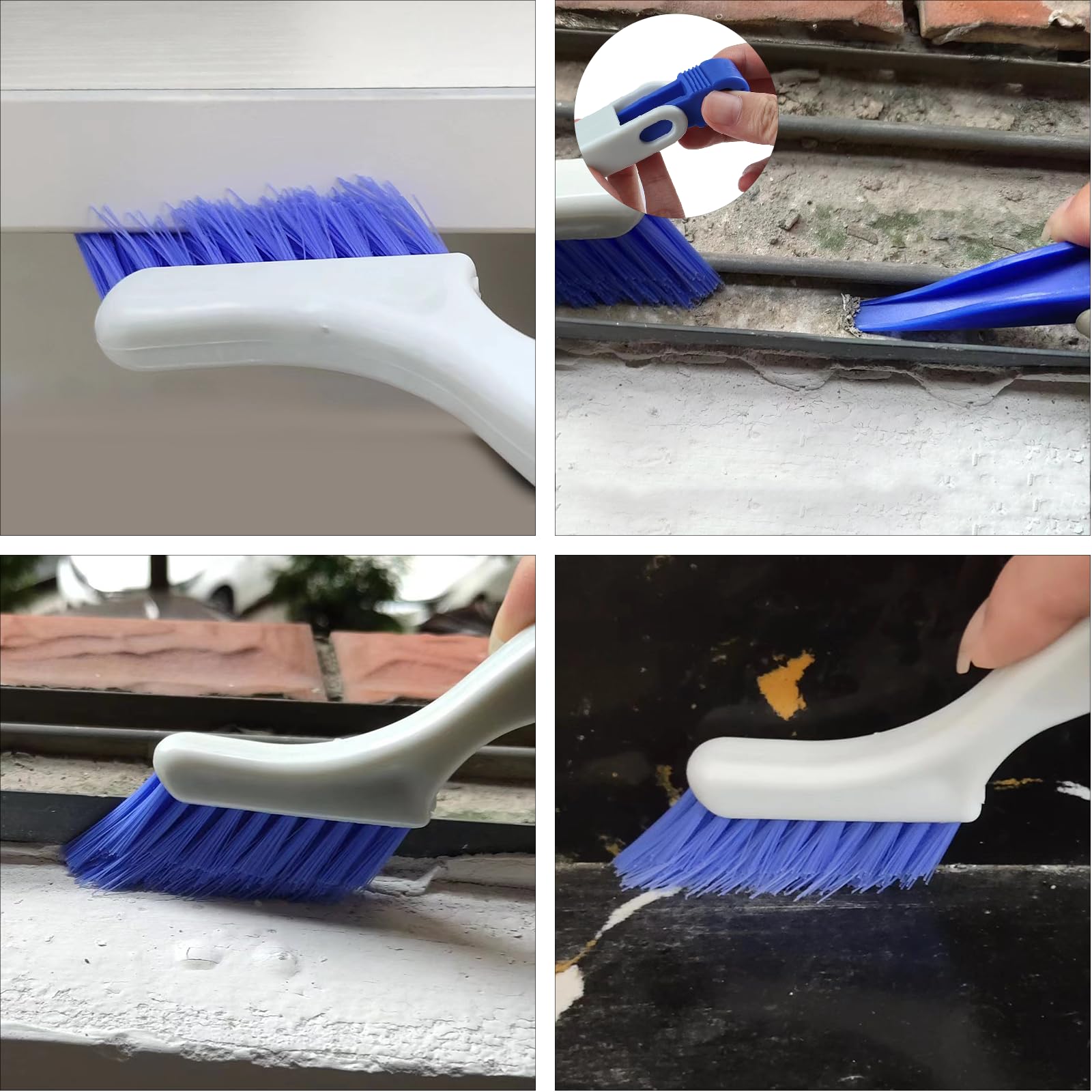 iFlyMars Small Scrub Brush Set for Deep Cleaning, 2 Cleaning Brushes for Window Tracks, Grout, Corners and Crevices with Straight Bristles for Precise