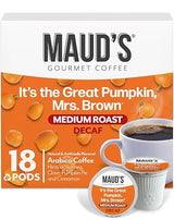 Maud's Decaf Pumpkin Spice Flavored Coffee Pods, 18 ct, Medium Roast Flavored Coffee in Single Serve Pods - 100% Arabica Beans, Compatible with Keurig