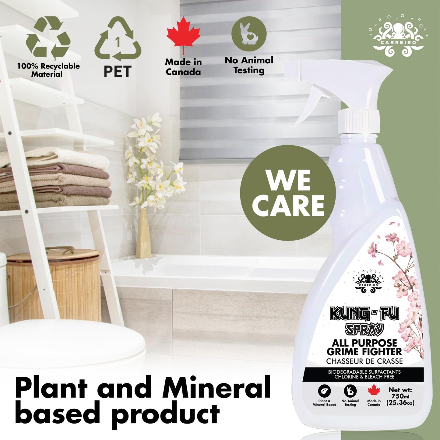 KUNG-FU SPRAY 750ML NATURAL ALL-PURPOSE DEGREASER AND GRIME FIGHTER, Plant and Mineral Based