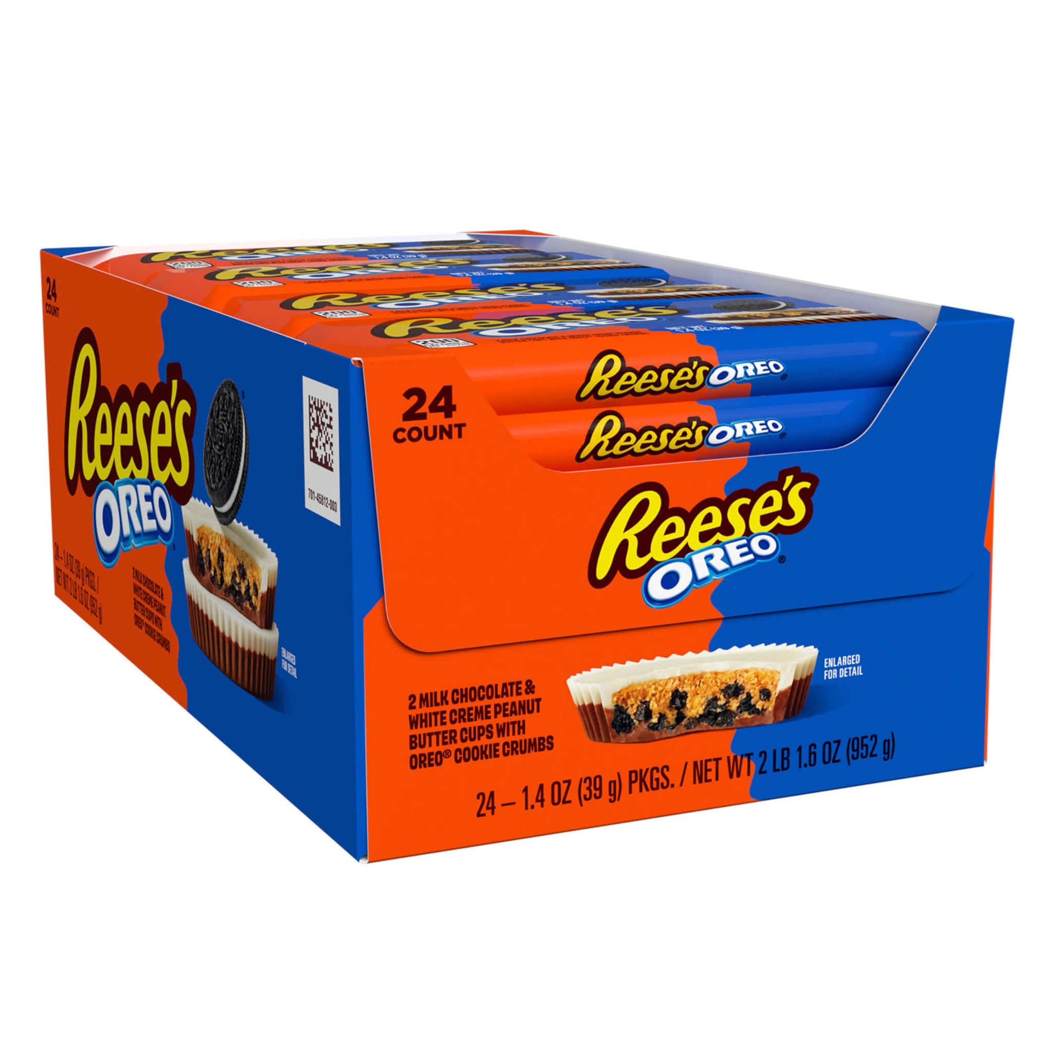 REESE'S Oreo Milk Chocolate and White Creme Peanut Butter Cups, Candy Packs, 1.4 oz (24 Count)