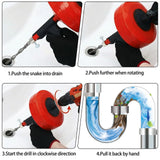 50 Ft Drain Auger,Use Manually or Drill Powered 50 Feet Drain Snake,Heavy Duty Flexible Plumbing Snake,With Gloves and Storage Bag for Kitchen Sink