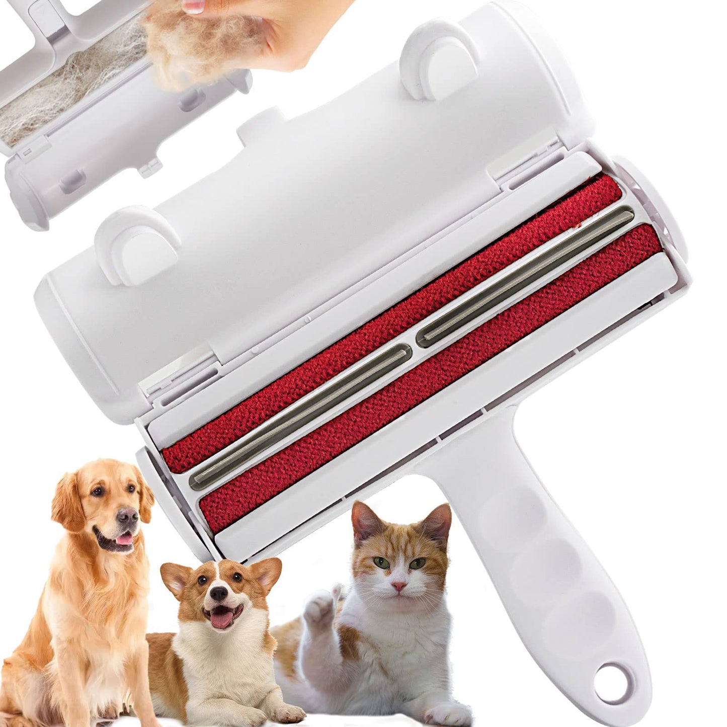 Cincofelia Pet Hair Remover Reusable Lint Roller for Cat and Dog Lint Remover for Pet Hair for Furniture, Couch, Bedding, White&cream