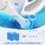 Electric Toilet Brush Scrubber and Holder Set,Electric Toilet Bowl Cleaning Kit with 8 Disposable Refill Heads,Hard Nylon Brush and Soft Silicone