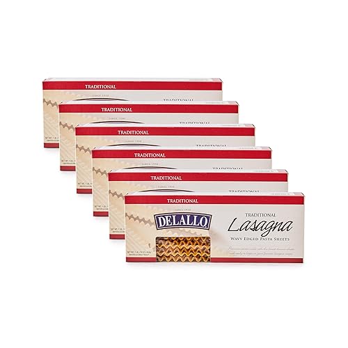 DeLallo Lasagna Sheets, 13.2 Ounce Box, Classic Italian Recipe, Made with 100% Durum Wheat Semolina Flour, Made in Italy, Vegan, Non-GMO, (6 Pack)