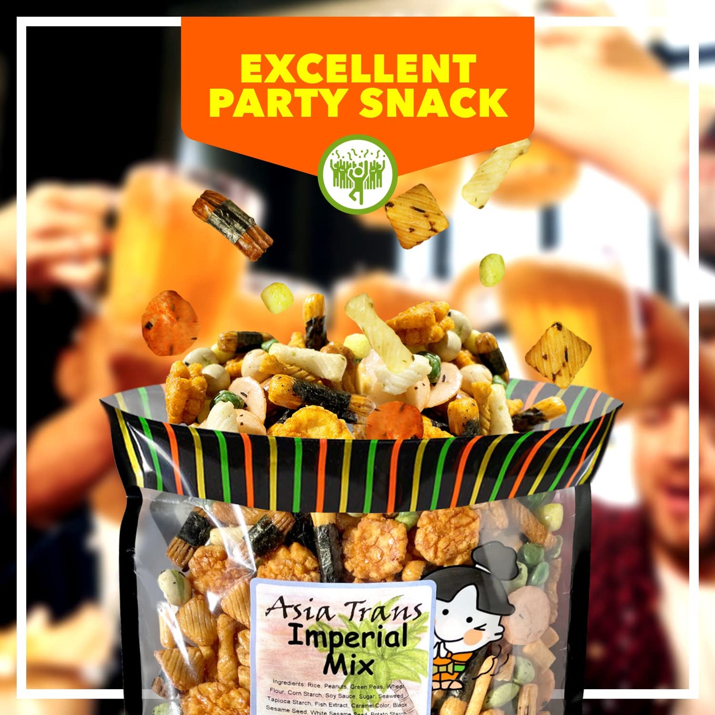 Traditional Imperial Mix Arare Rice Crackers - Mochi Crunch Asian Snack Mix - Assorted Shapes and Flavors - Sweet, Salty, and Umami Taste - Crunchy