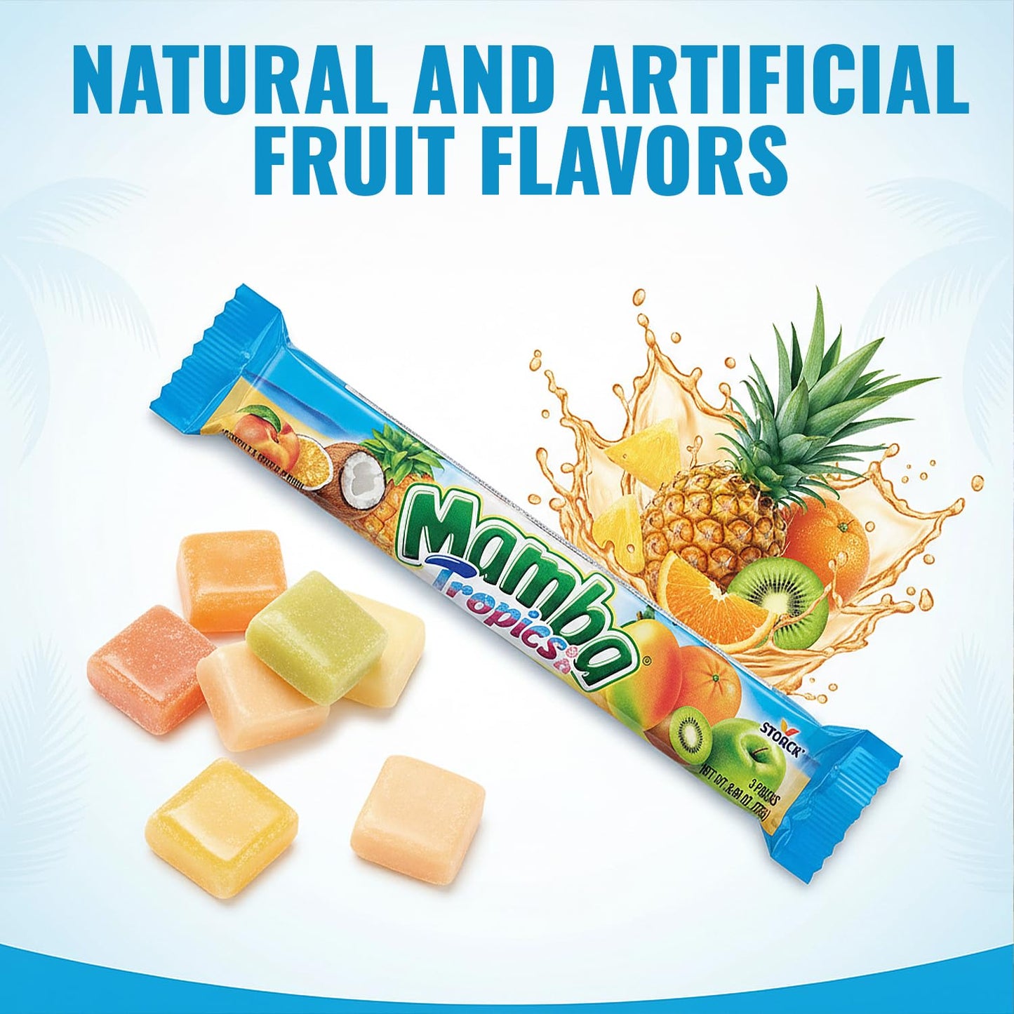 Mamba Tropics Assorted Fruit Chews - (Pack of 48) - Perfect Party Favor Treats for Birthdays & Events