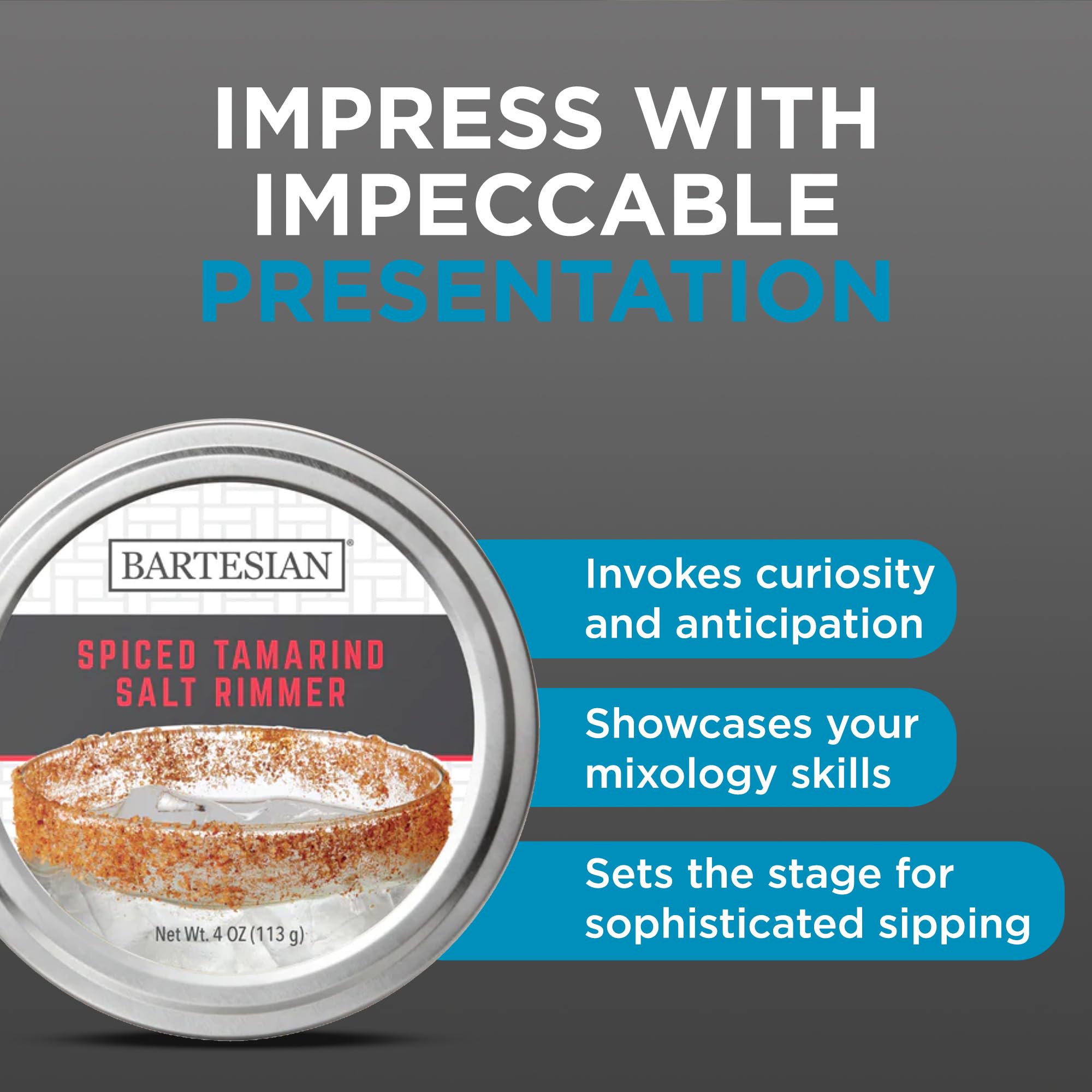 Bartesian Sizzling Spicy Salt Cocktail Glass Rimmer - Margaritas Cocktails Flavored Rimming Garnish for Margarita Bar Drink Glasses - Professional