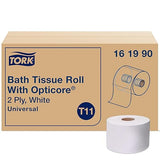 Tork OptiCore Mid-size Toilet Paper Roll White T11, Universal, 2-ply, 36 x 865 sheets, 161990