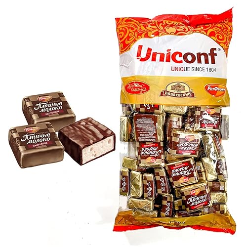 Cream and Vanilla Marshmallow and Chocolate Candy, Russian Bird's Milk, Ptichye Moloko, Rot Front Chocolates Souffle 1 kg | 2.2 lb