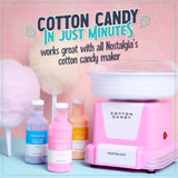 Nostalgia Cotton Candy Flossing Sugar (3-Pack), Grape, Pink Bubble Gum, Orange - Three 16-oz Bottles of Cotton Candy Sugar Mix - 96 Small to Medium