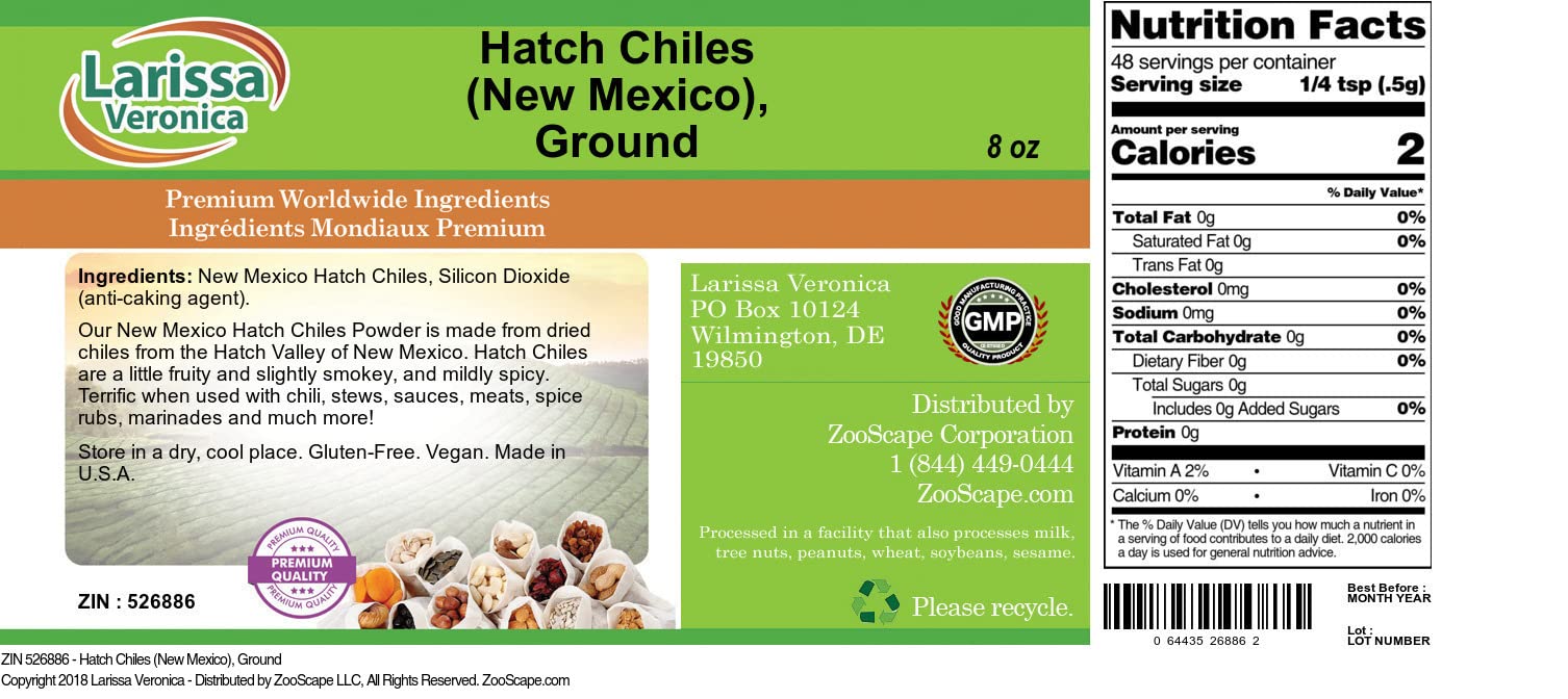 Hatch Chiles (New Mexico), Ground (8 oz, ZIN: 526886) - 3 Pack