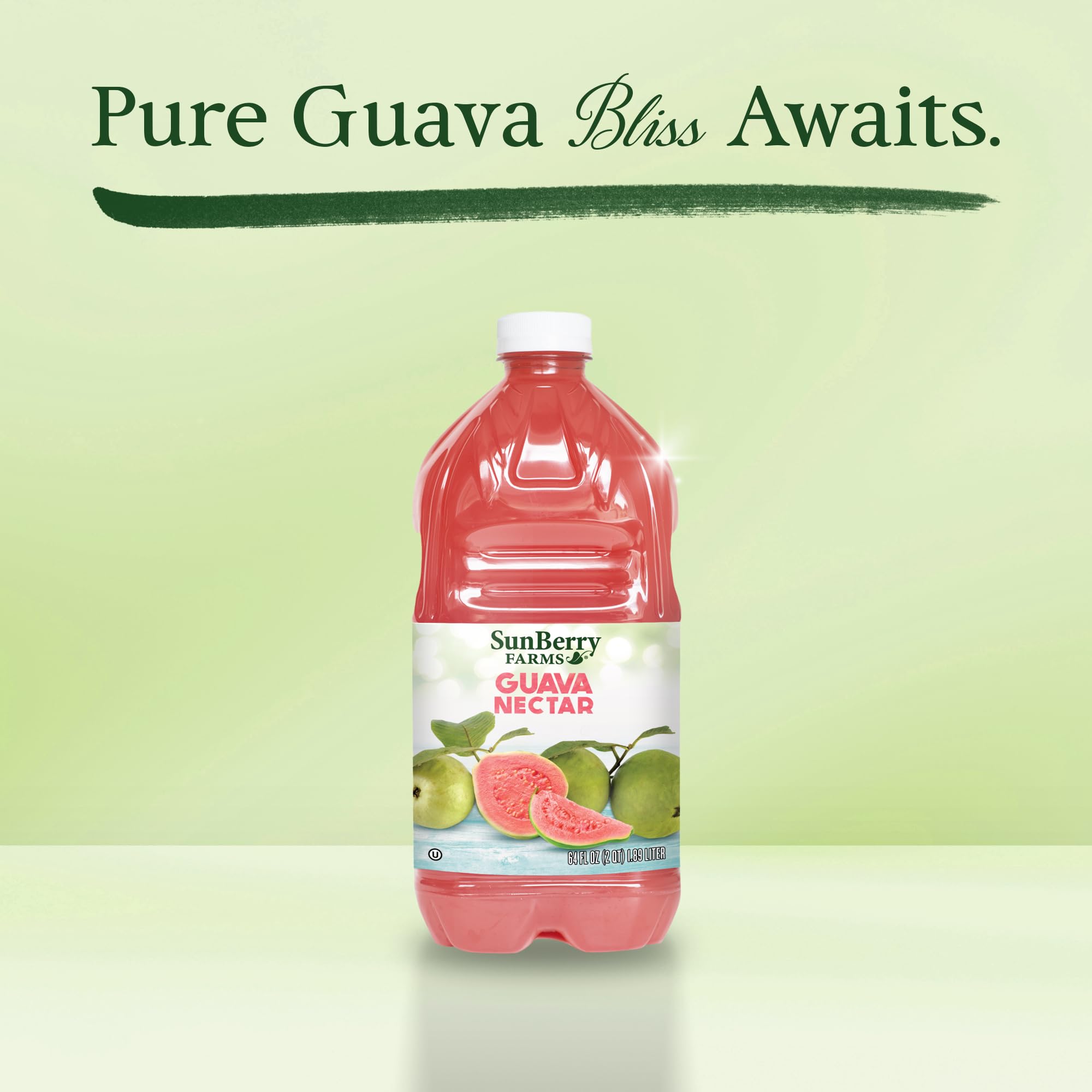 Sunberry Farms Guava Nectar, 64 fl oz Bottle | Exotic Tropical Juice Drink | Non-GMO, No High Fructose Corn Syrup | Refreshing Guava Beverage