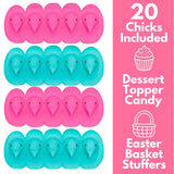 Pink and Blue Peeps Marshmallow Chicks, Classic Easter Basket Stuffers, Gender Reveal Themed Candy or Dessert Toppers, 5 in Each (Pack of 4)