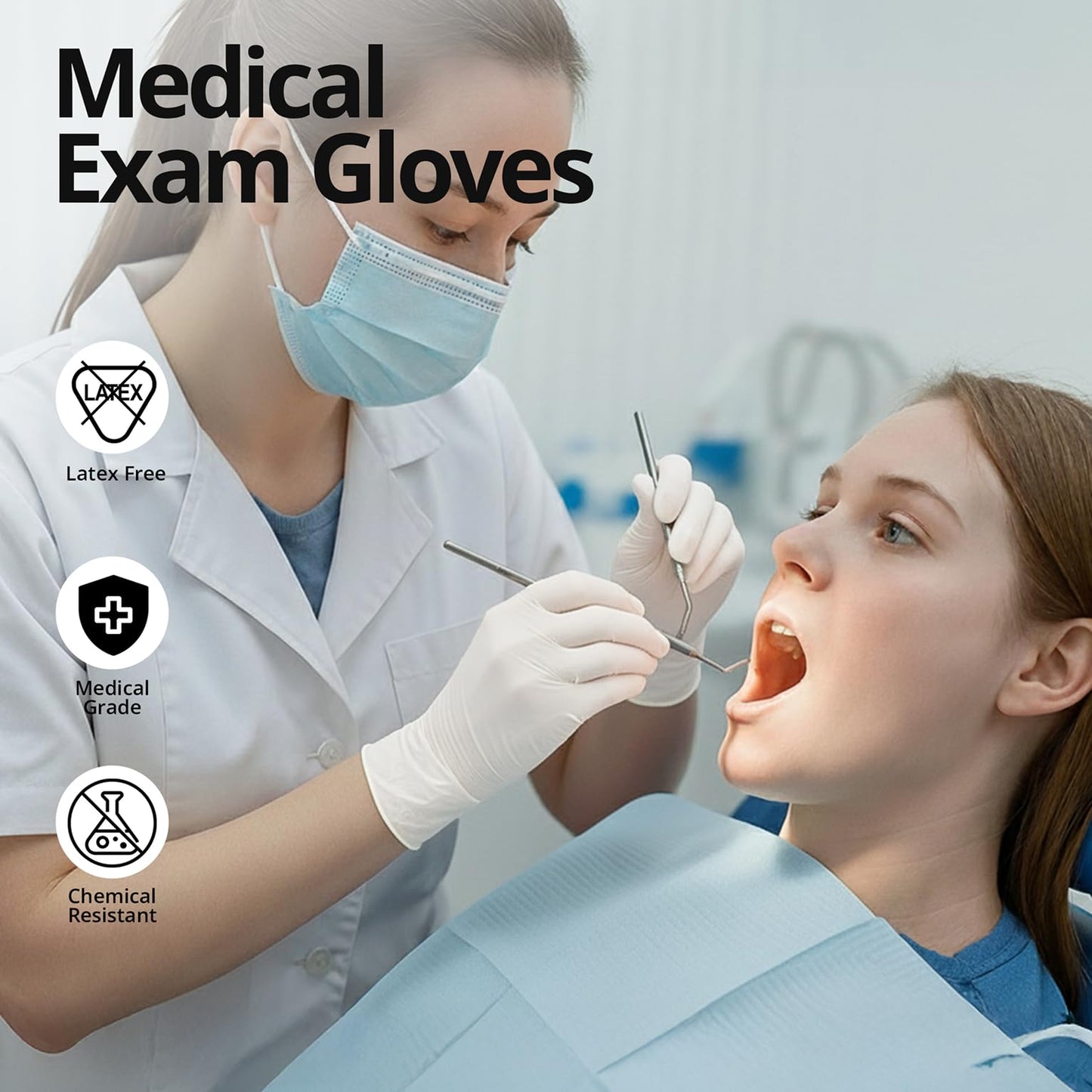 SwiftGrip Disposable Nitrile Exam Gloves, 3-mil, Small, Box of 100, White Nitrile Gloves Disposable Latex Free for Medical, Cleaning, Cooking