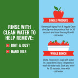 Rebel Green Fruit & Veggie Clean - Plant-Based Produce Cleaner - Natural Fruit and Vegetable Wash with No Aftertaste - Dirt & Grime Removal - Made