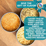 Luxury BBQ House Reserve Seasonings | Gift Packaged Set of 3 | Artisanal Gift Pack | All Natural, Non GMO Seasoning | Gourmet Spice Blends & Rubs |