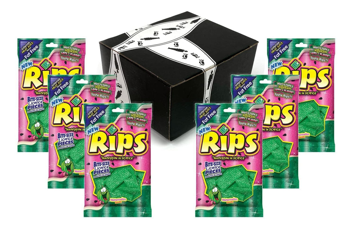 RIPS Watermelon Licorice, 4 oz Bags in a BlackTie Box (Pack of 6)