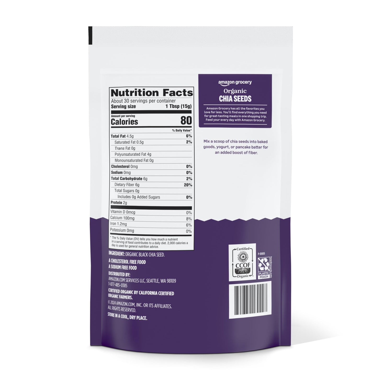 Amazon Grocery, Organic Chia Seeds, 16 Oz
