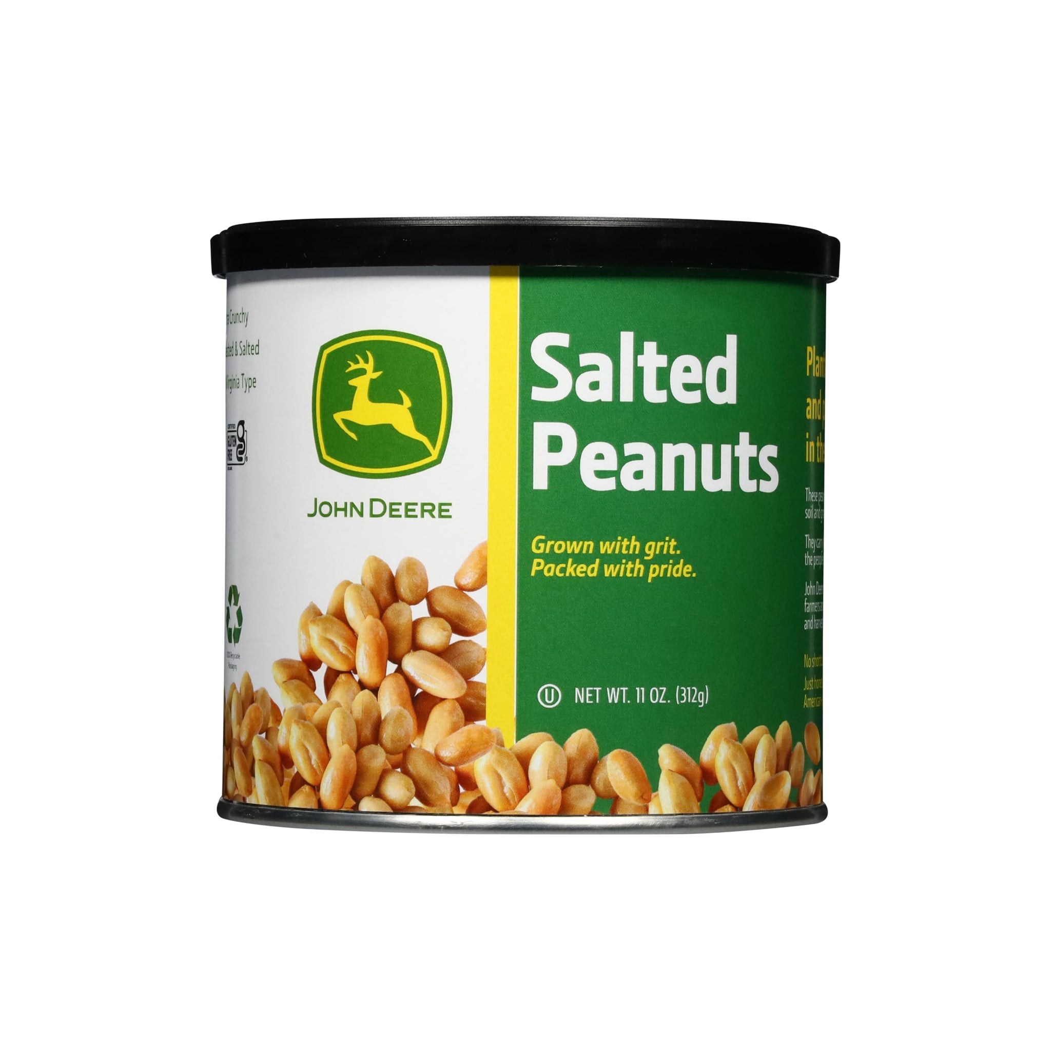 Cackalacky John Deere Salted Peanuts - 12 Ounce - Certified Gluten Free Roasted and Salted Nuts, Grown in USA