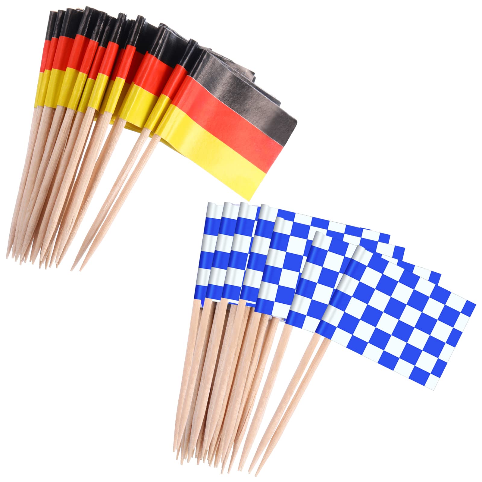 Blulu 100 Pieces Oktoberfest Toothpick Party Accessory Disposable German Flag Toothpick Bavarian Flag Picks Cupcake Toppers Decoration Oktoberfest
