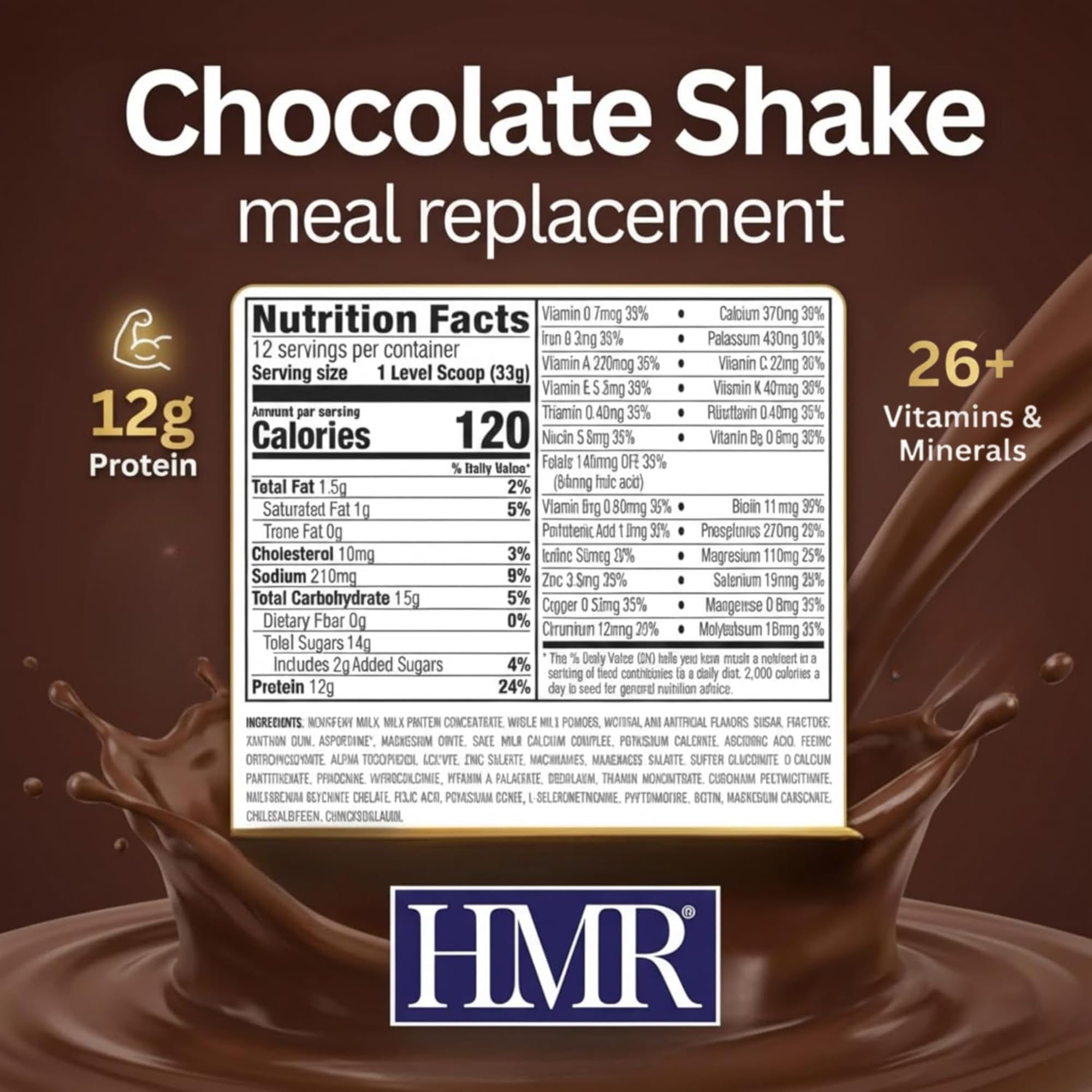 HMR 120 Chocolate Shake Meal Replacement Powder | Chocolate Shake Mix to Support Healthy Weight Loss | 12g of Protein | Nutritional Drink | Low