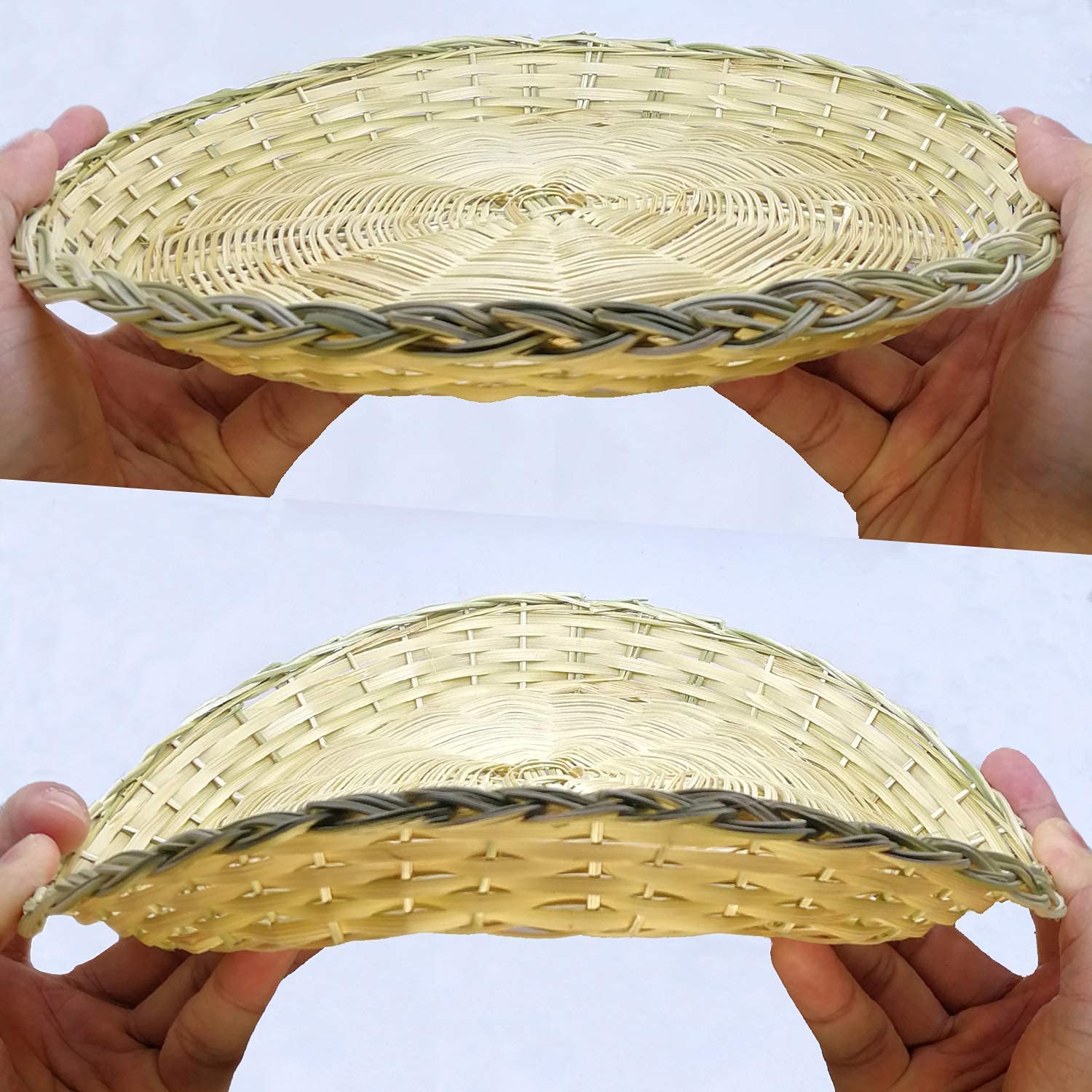 BB HOME, ZHONGER BHO Hand Weave Bamboo Paper Plate Holder 10in Set of 4 for Picnic Home Party and Daily Dinning