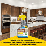 FILA Surface Care Solutions, WOODCARE PRO, Wood Cleaner for All Wood Floors and Surfaces, Suitable as Wood Floor Cleaner Spray, Wood Furniture
