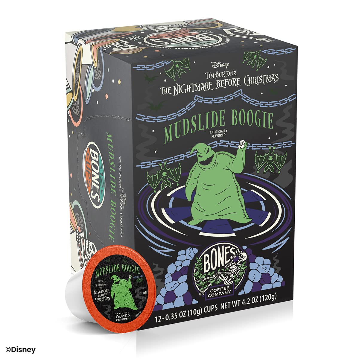 Bones Coffee Company Mudslide Boogie, Chocolate Mudslide Flavored Coffee Pods, Low Acid Medium Roast Single-Serve Bones Cups for K-Cups Coffee Maker