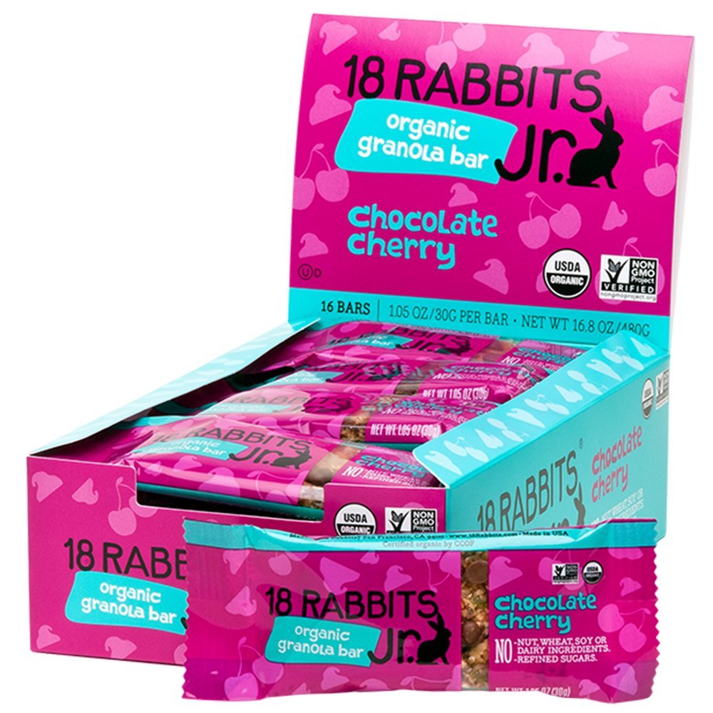 18 Rabbits Jr. Organic Gluten Free Granola Bars, Chocolate Cherry, 1oz (Pack of 16)