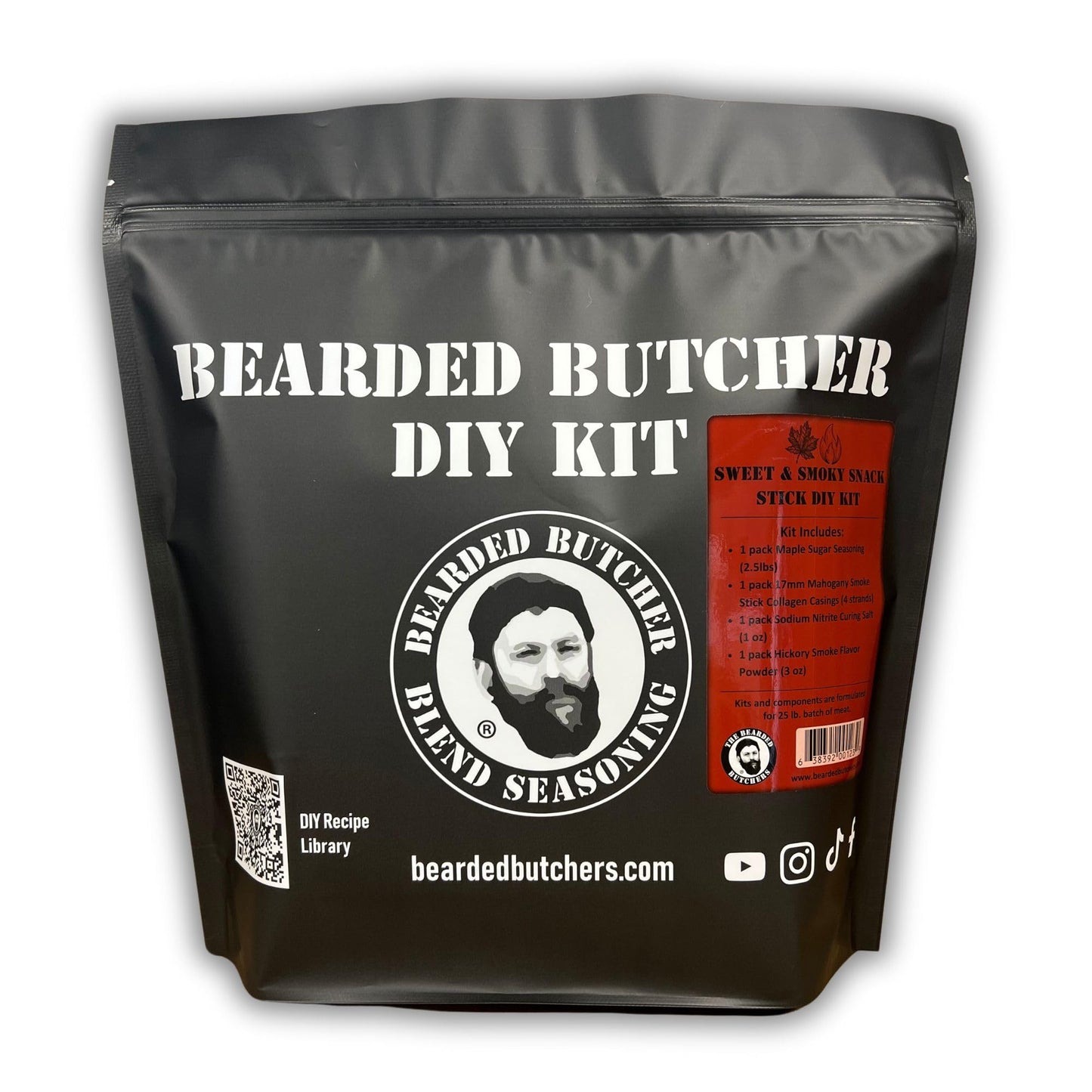 Bearded Butchers Sweet and Smoky Snack Stick DIY Kit - Make Delicious Sweet & Smoky Snack Sticks with Maple Sugar, Hickory Smoke Flavor, and 17mm