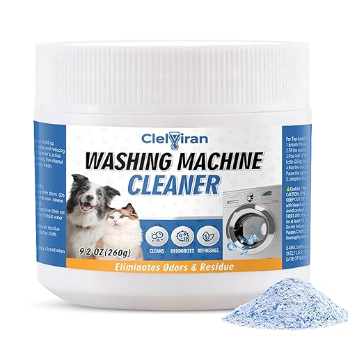 Clelviran Pet Hair Washing Machine Cleaner Powder, Enzyme Action Removes Odor Causing Residue and Grime Deep Inside Pump, HE Front and Top Load Washer