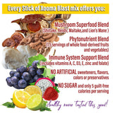 Xooma Blast Sugar Free Drink Mix Sticks - Whole Food Phytonutrient Powder with Immune Supporting Vitamins and Functional Mushroom Blend - Low Calorie