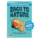 Back to Nature Stoneground Wheat Crackers, Non-GMO, Plant-Based Snack Cracker, Made with Whole Grains & Flax Seed, Snack Happy, 5oz Box
