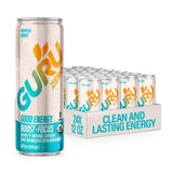 GURU Zero Sugar Energy Drink, Tropical Sorbet, 12 Fl Oz, 24 Pack