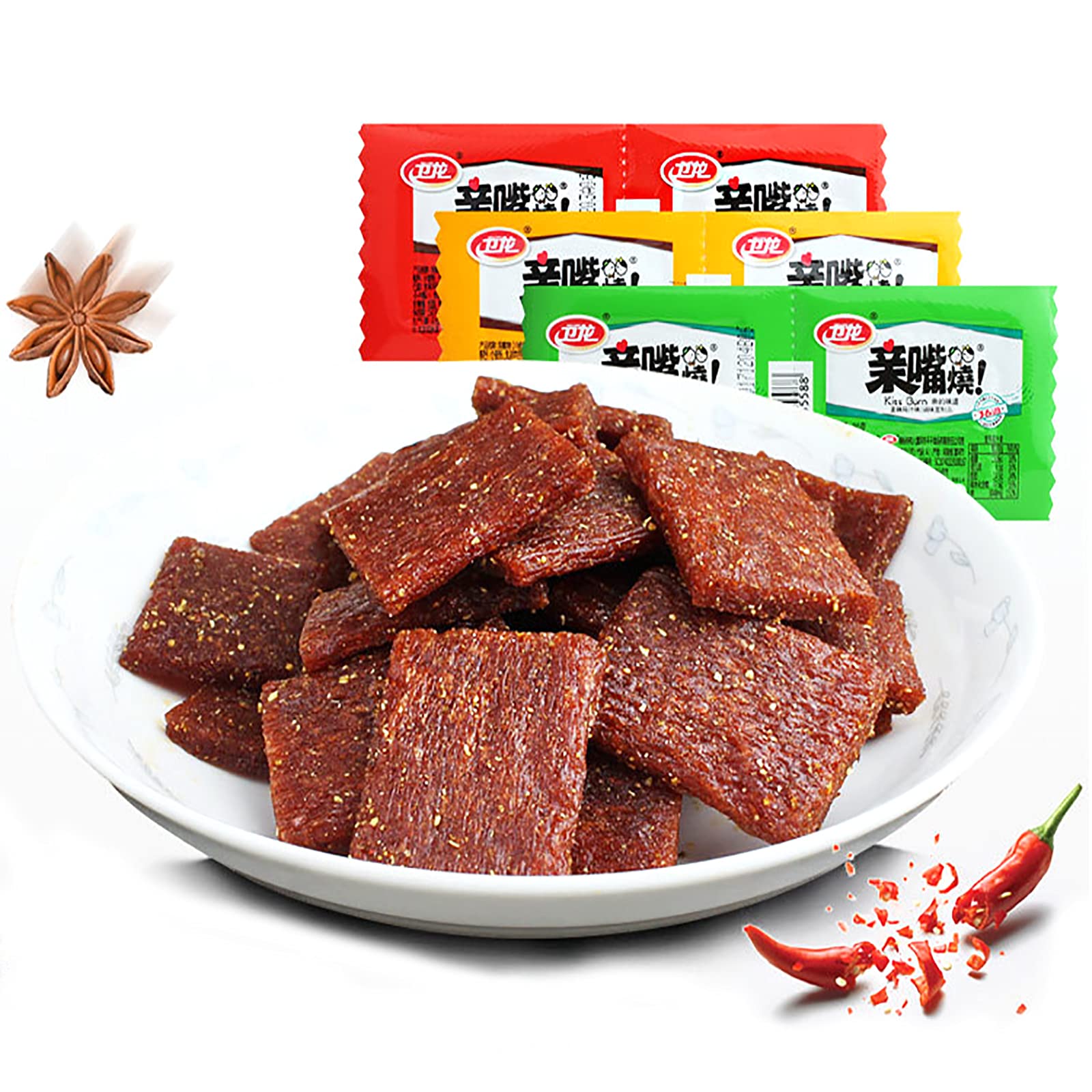 WeiLong Latiao, Damianjin Spicy Gluten,???, Chinese Snack, Wei Long Series Spicy Gluten (40pack) ndependent small package. (??????Braised Spicy