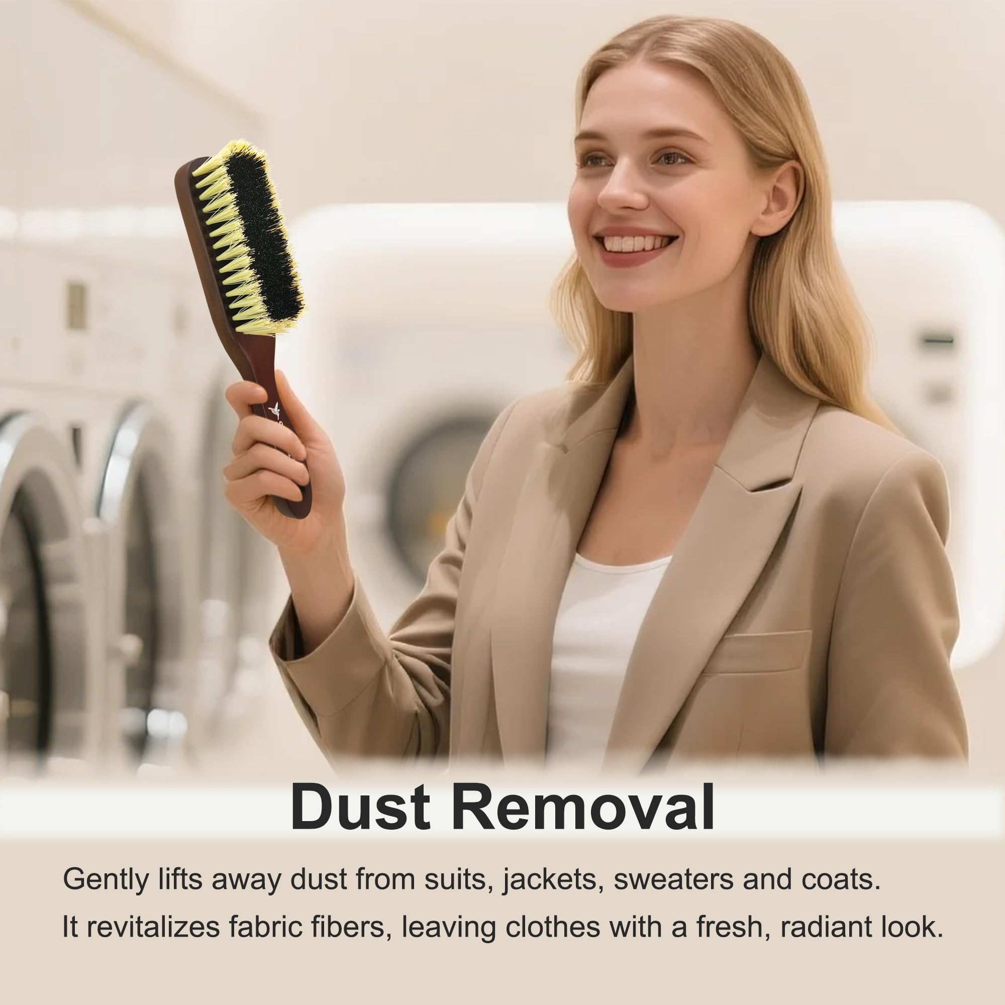 Clothing Brush & Lint Remover for Clothes - for Sweaters, Suits, Cashmere, Wool, Velvet, Suede Jackets - Pet Hair Removal Brush with Natural Solid
