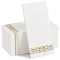 FOCUSLINE 100 Linen Feel Bathroom Napkins, Soft and Absorbent Disposable Guest Towels, Cloth-Like Paper Hand Towels Decorative Napkins for Dinners