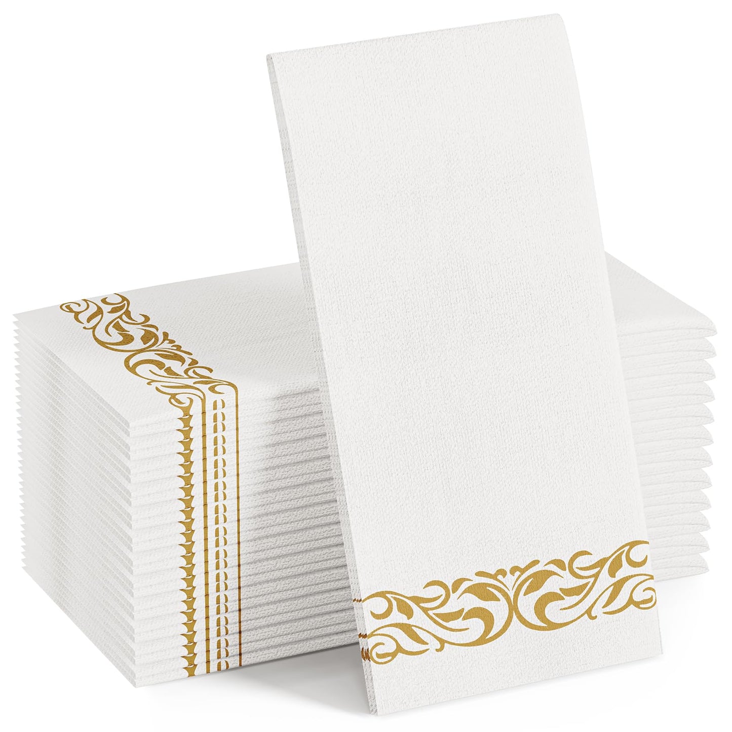 FOCUSLINE 100 Linen Feel Bathroom Napkins, Soft and Absorbent Disposable Guest Towels, Cloth-Like Paper Hand Towels Decorative Napkins for Dinners