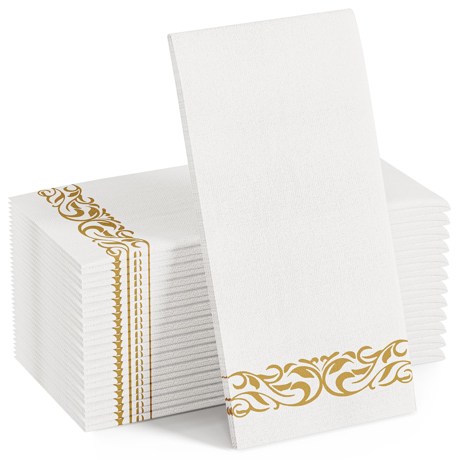FOCUSLINE 100 Linen Feel Bathroom Napkins, Soft and Absorbent Disposable Guest Towels, Cloth-Like Paper Hand Towels Decorative Napkins for Dinners