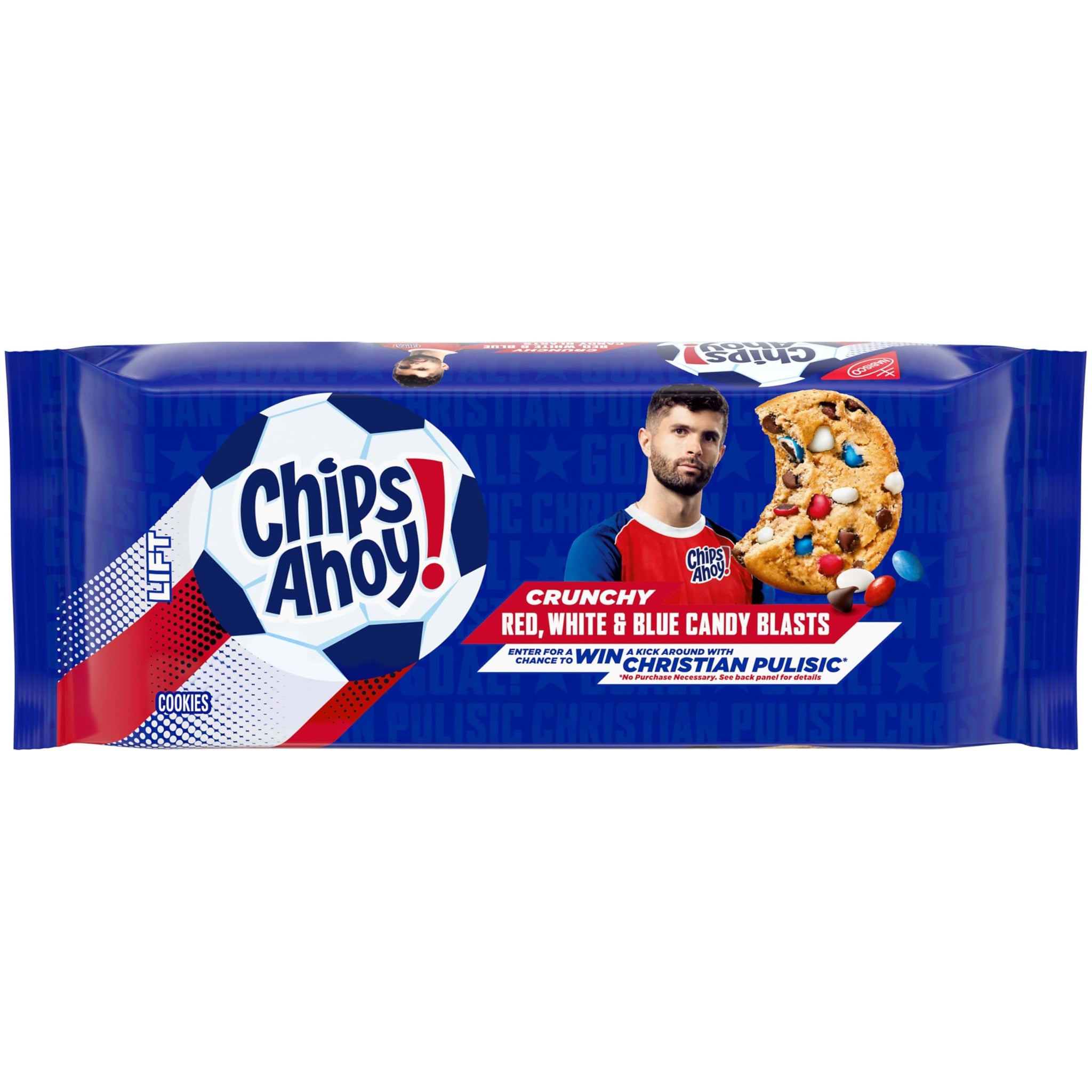 CHIPS AHOY! Crunchy Red, White, and Blue Candy Blasts Fudgy Chocolate Chip Cookies, Limited Edition, 9.5 oz