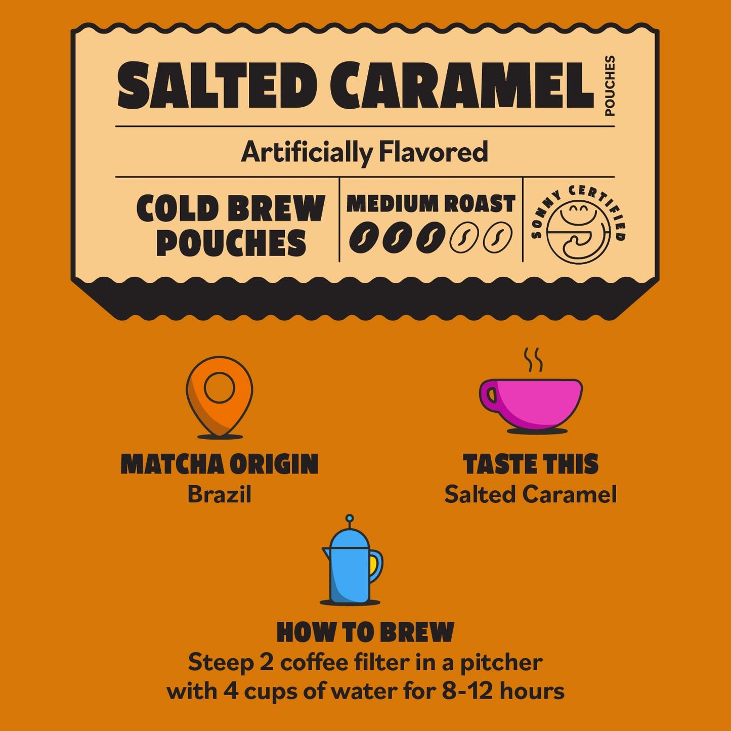 Top of the Mornin' Salted Caramel Cold Brew Coffee By Jacksepticeye | Organic Specialty Grade Coffee Packets | Smooth Flavored Iced Coffee | Medium