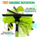Professional 152" Window Squeegee Cleaner Tool with Extension Pole, 2-in-1 Squeegee for Window Cleaning Kit with Scrubber and Rotating Head, Window